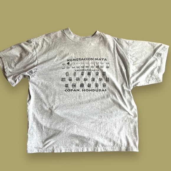 Mayan Calendar & Numbers Numeracion Maya Copan Honduras Gray T-Shirt Size XL - Picture 2 of 7